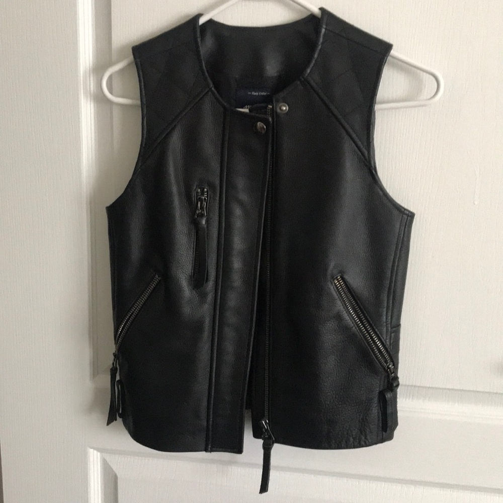 Madewell Black Moto Leather Racer Vest Jacket